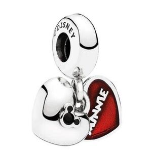 Retired Pandora Minnie & Mickey Double heart dangle charm